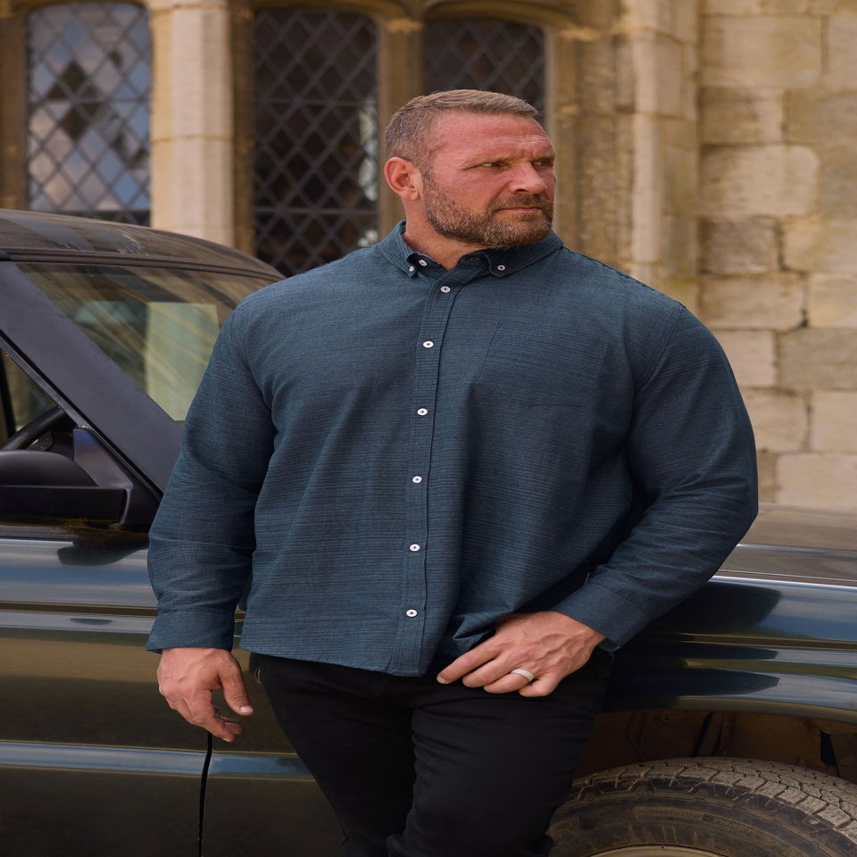 BadRhino Navy Blue Long Sleeve Slub Shirt