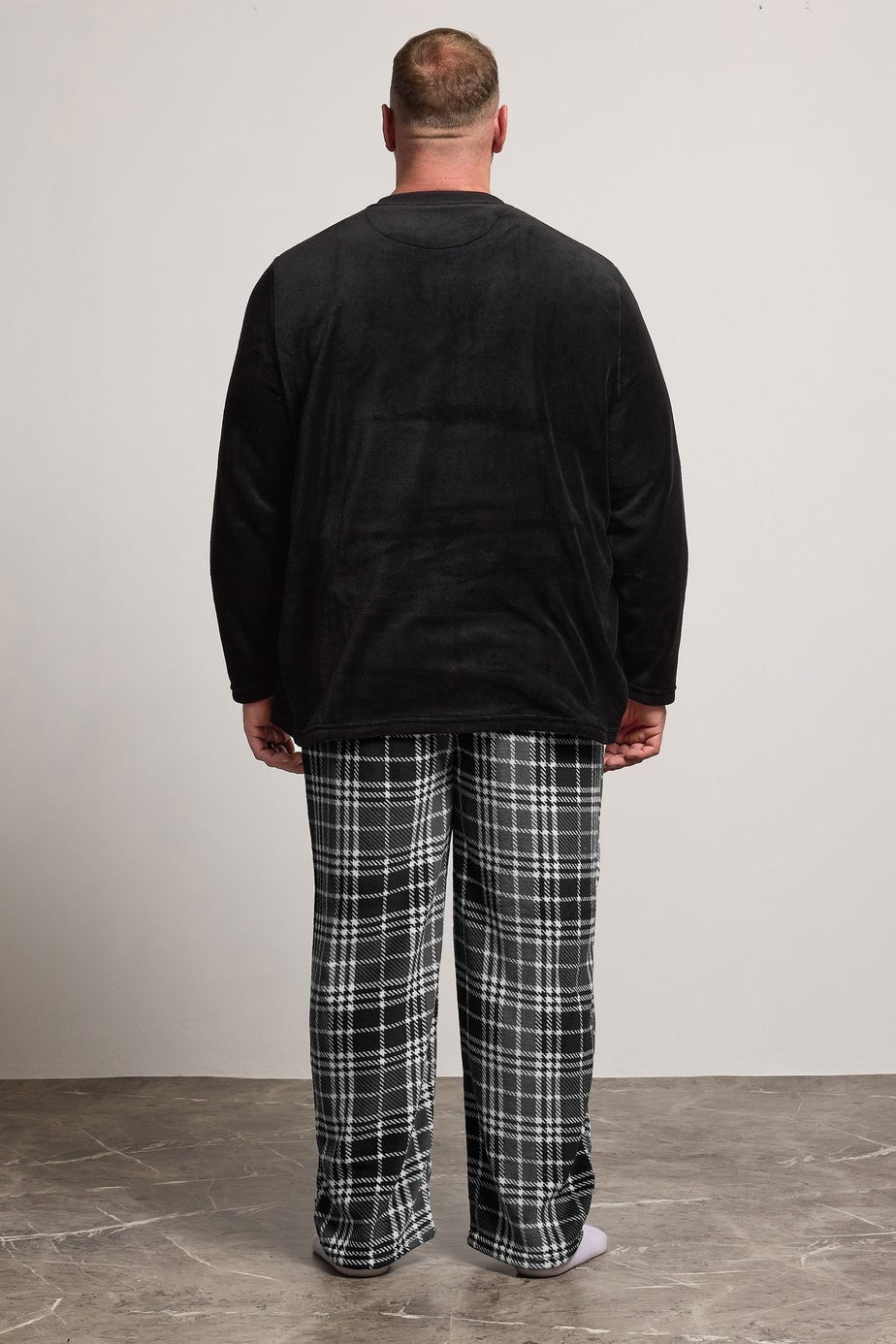 BadRhino Black Check Fleece Lounge Set