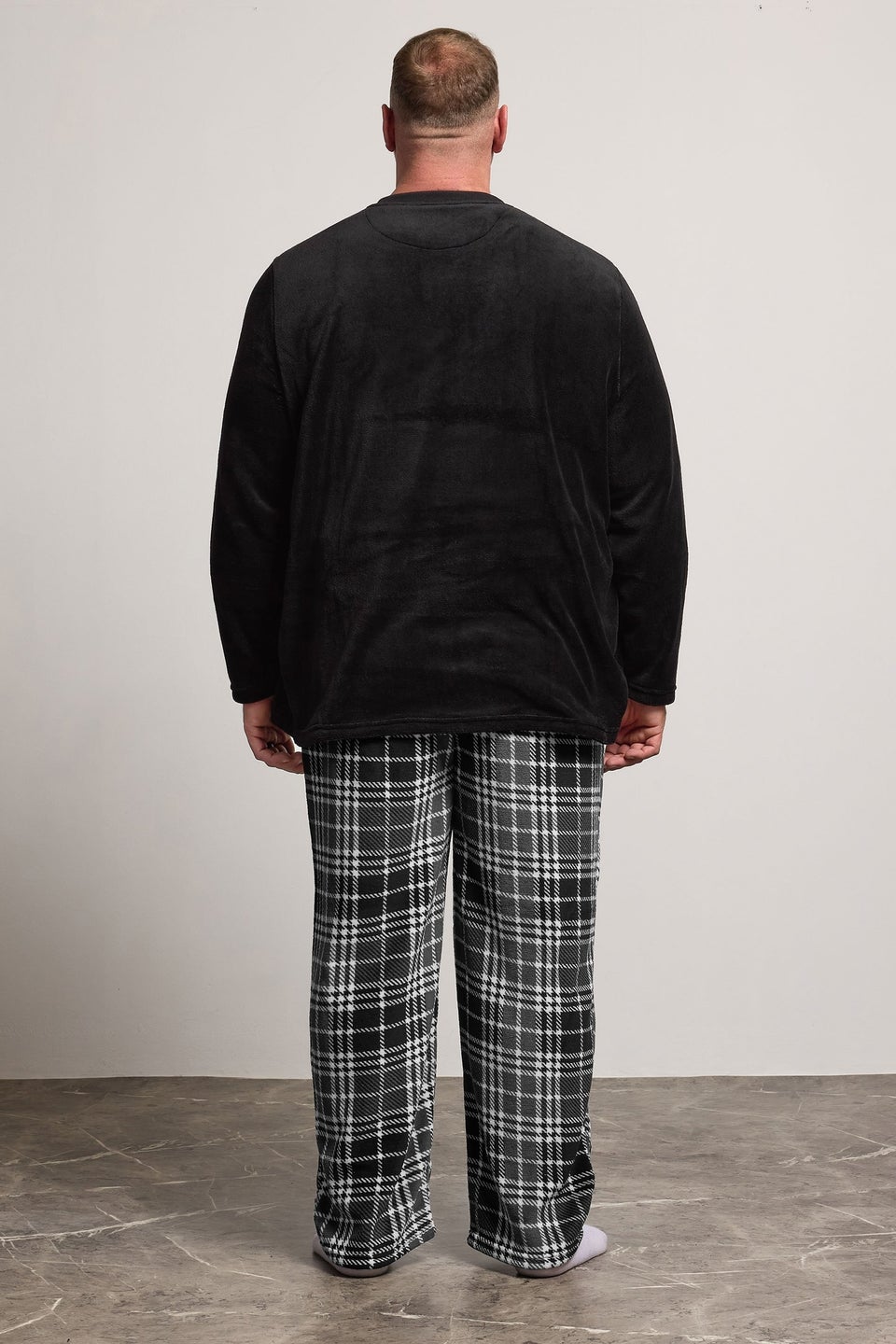 BadRhino Black Check Fleece Lounge Set