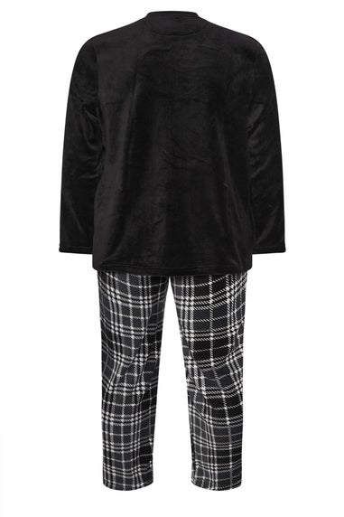 BadRhino Black Check Fleece Lounge Set