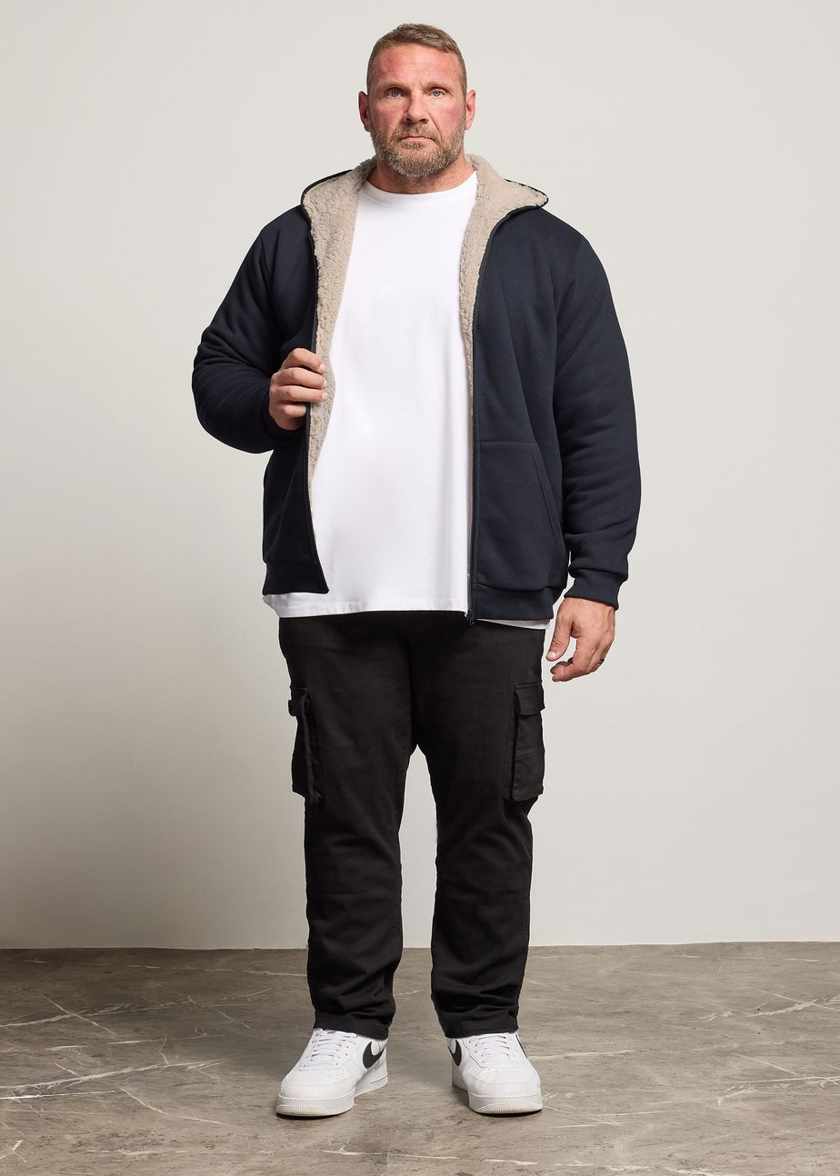 BadRhino Navy Blue Borg Lined Zip Through Hoodie