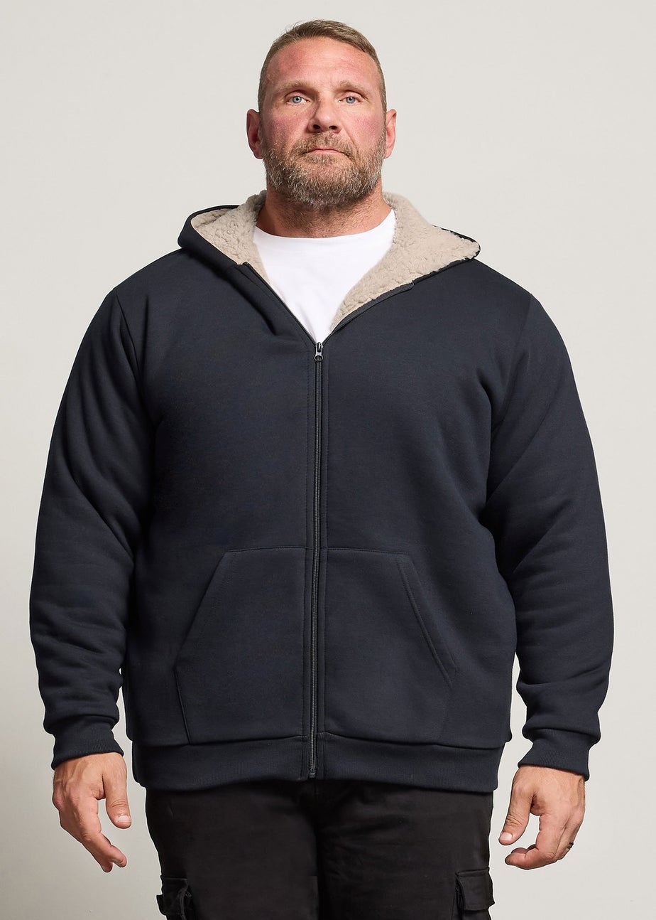 BadRhino Navy Blue Borg Lined Zip Through Hoodie