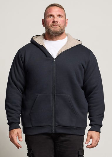 BadRhino Navy Blue Borg Lined Zip Through Hoodie