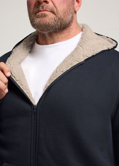 BadRhino Navy Blue Borg Lined Zip Through Hoodie