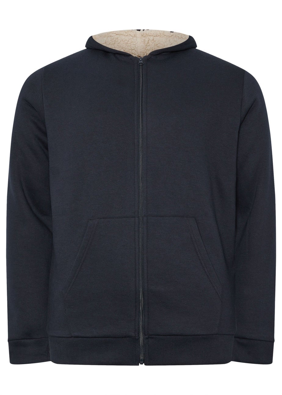 BadRhino Navy Blue Borg Lined Zip Through Hoodie