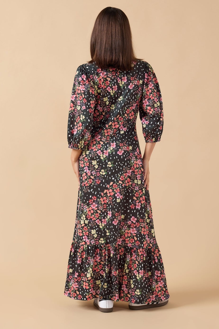 PixieGirl Petite Black Spot & Floral Print Maxi Dress