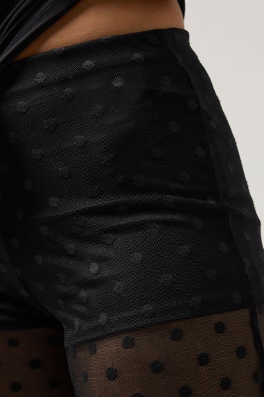 PixieGirl Petite Black Spot Mesh Trousers
