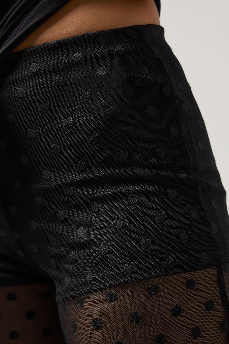 PixieGirl Petite Black Spot Mesh Trousers