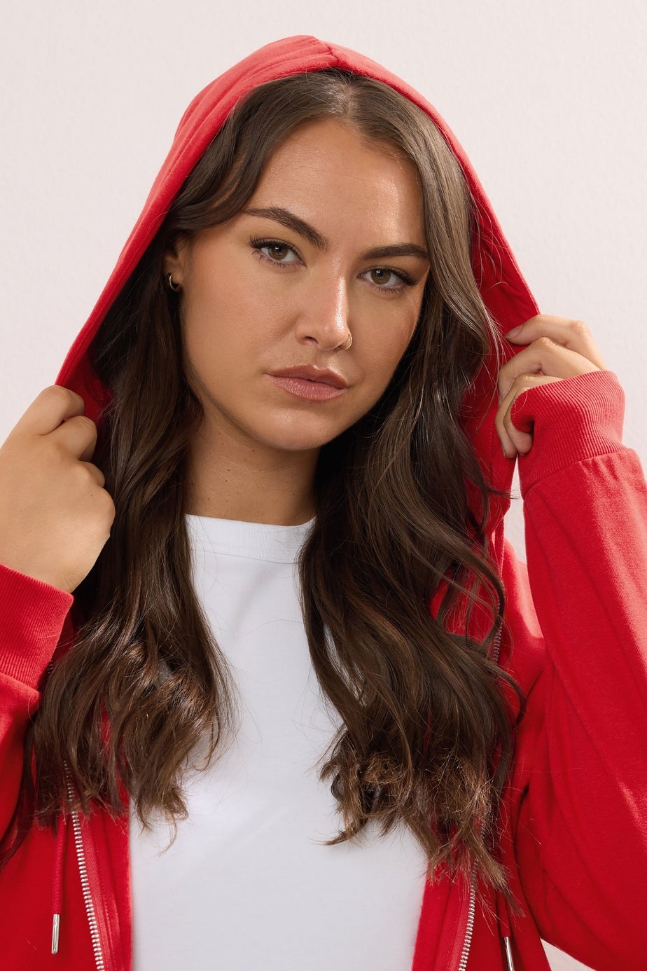Yours Curve Red Zip Up Hoodie