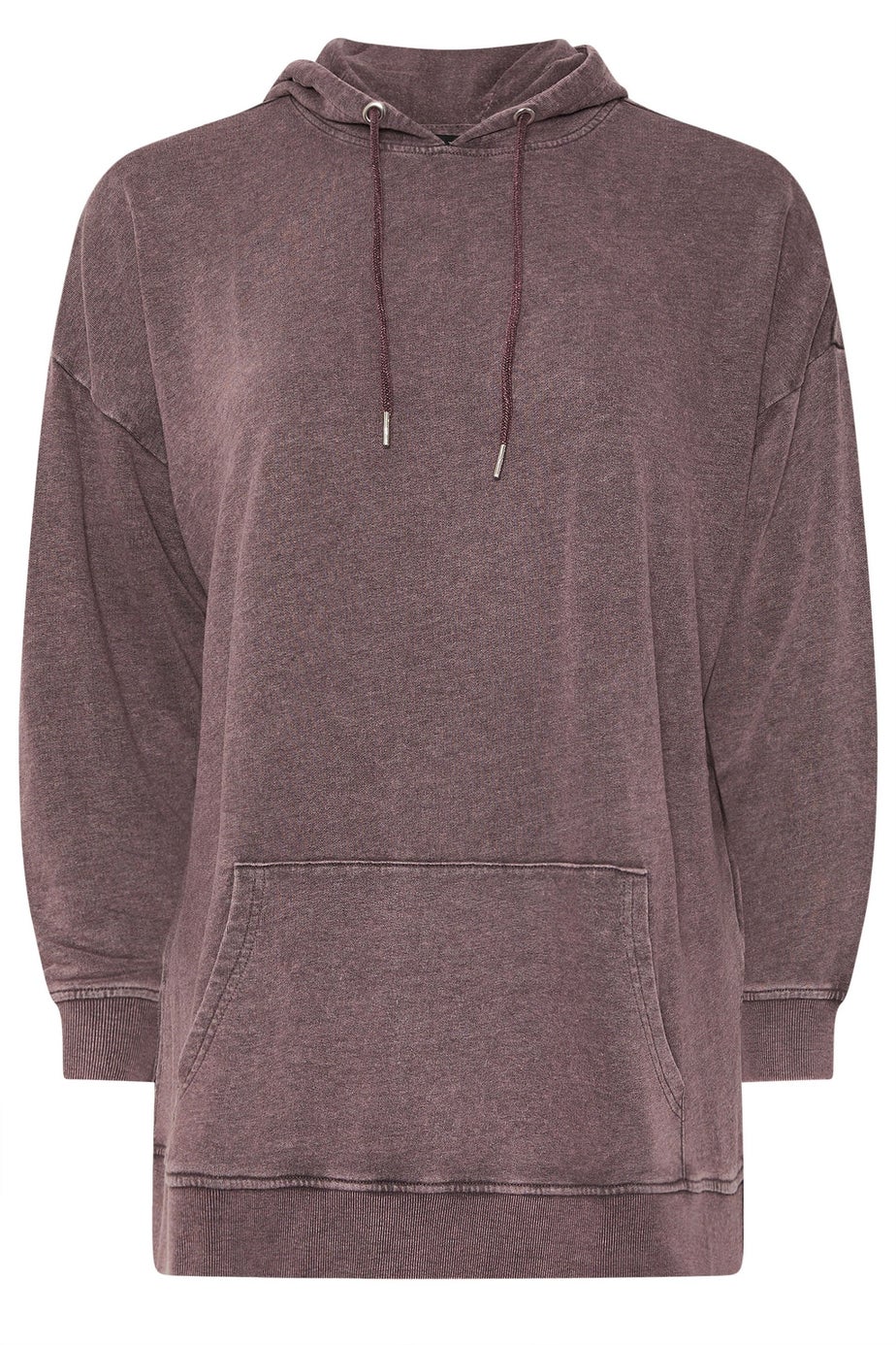 Yours Curve Burgundy Red Acid Wash Hoodie