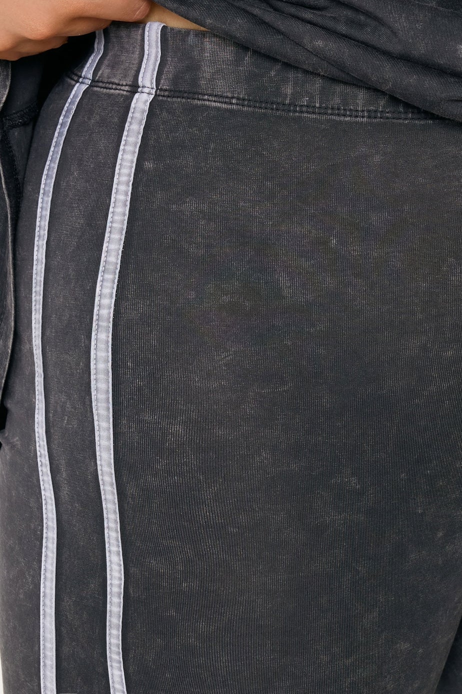 Yours Curve Grey Acid Wash Side Stripe Leggings