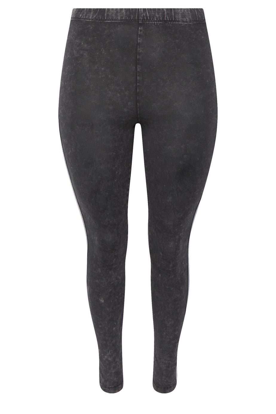 Yours Curve Grey Acid Wash Side Stripe Leggings