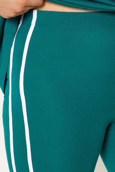 Yours Curve Teal Green Side Stripe Leggings