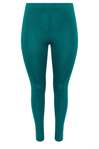 Yours Curve Teal Green Side Stripe Leggings