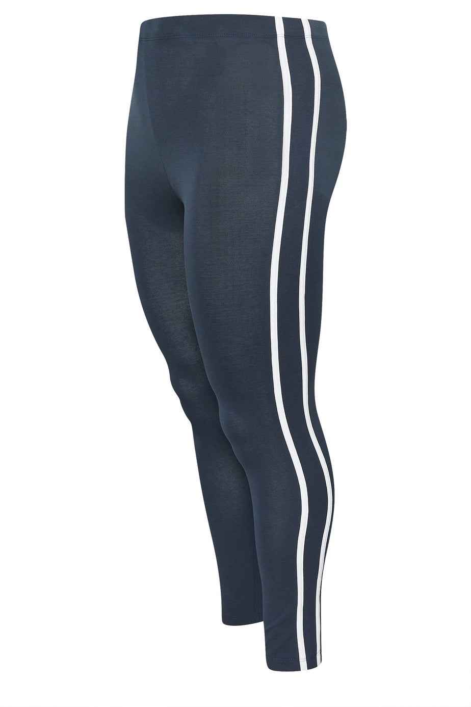 Yours Curve Navy Blue Side Stripe Leggings