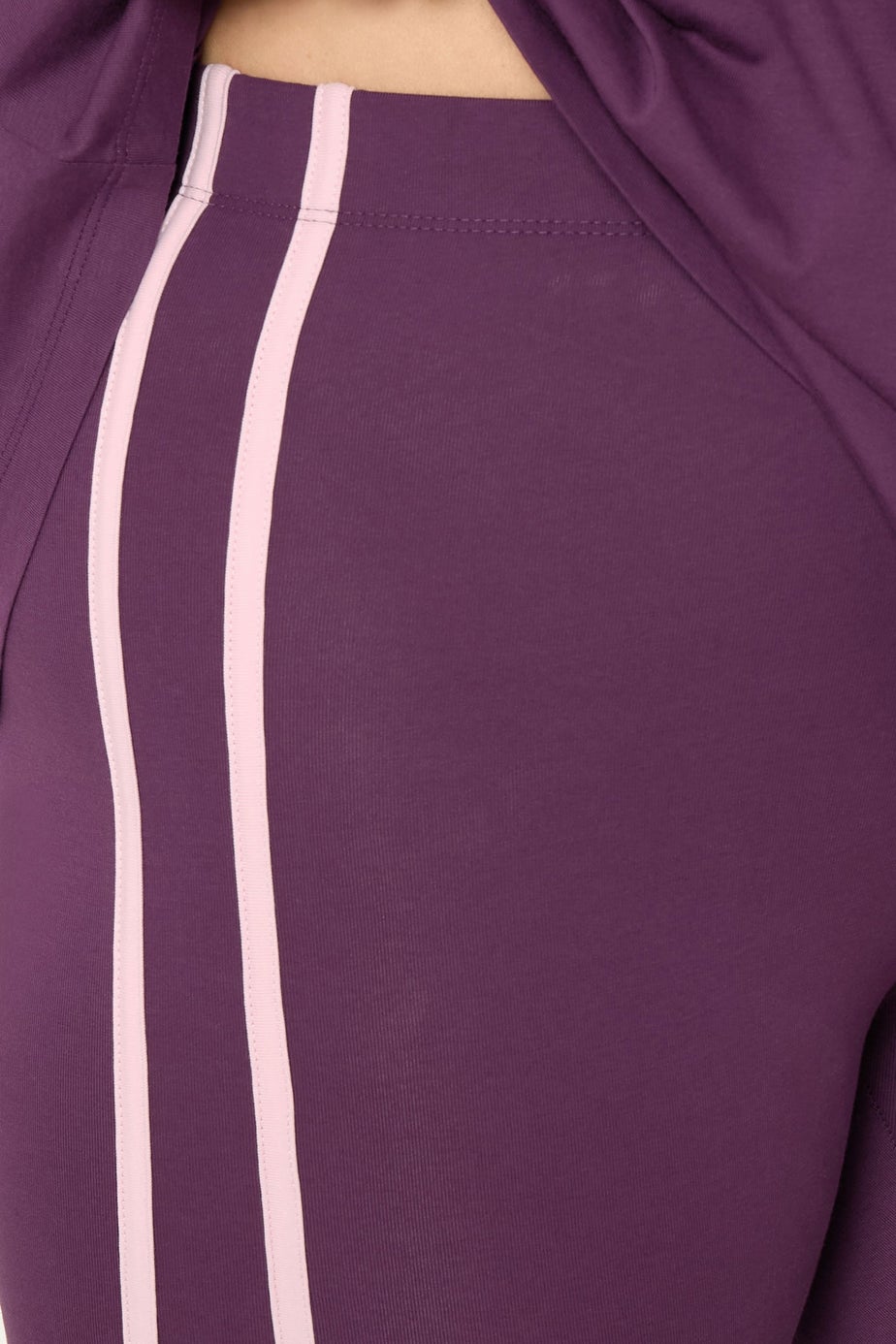 Yours Curve Burgundy Red Side Stripe Leggings