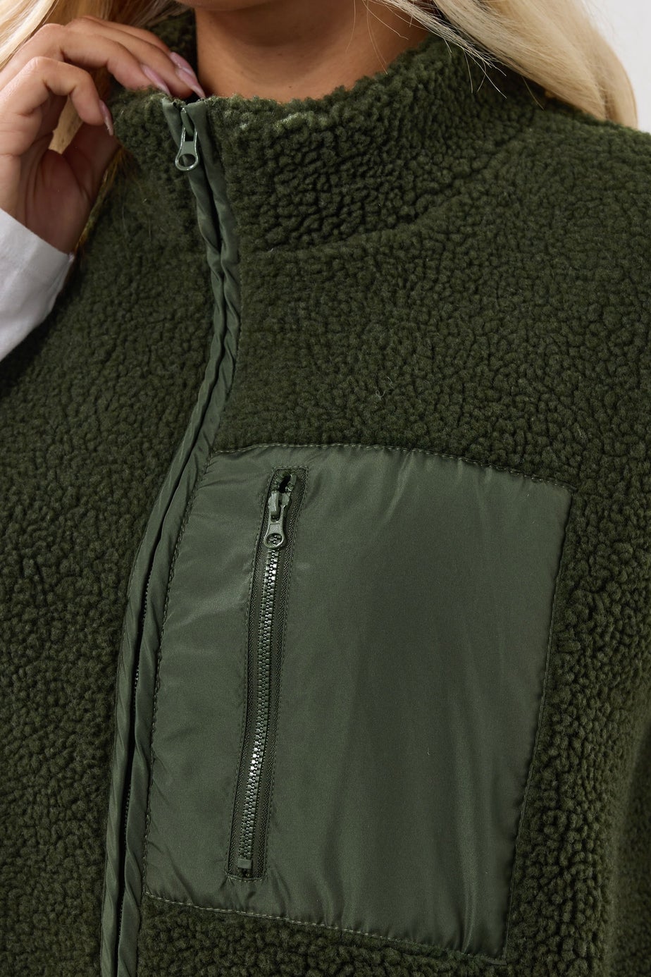 Yours Curve Borg Zip Pocket Gilet