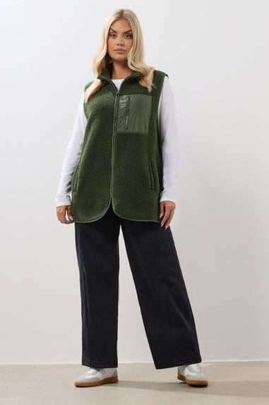 Yours Curve Borg Zip Pocket Gilet