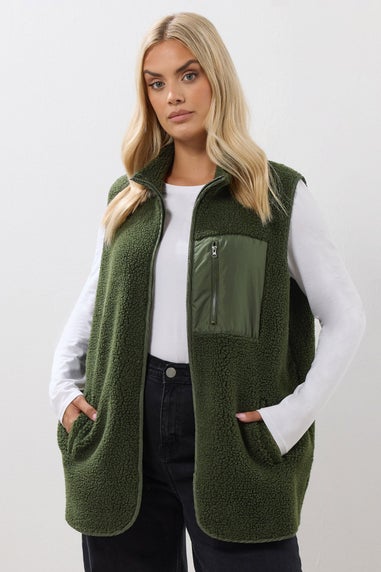 Yours Curve Borg Zip Pocket Gilet