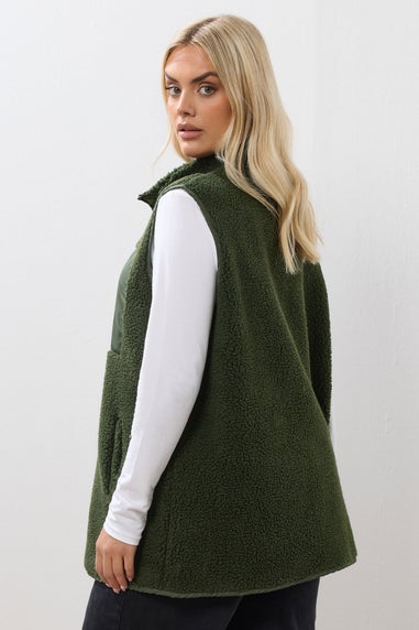 Yours Curve Borg Zip Pocket Gilet