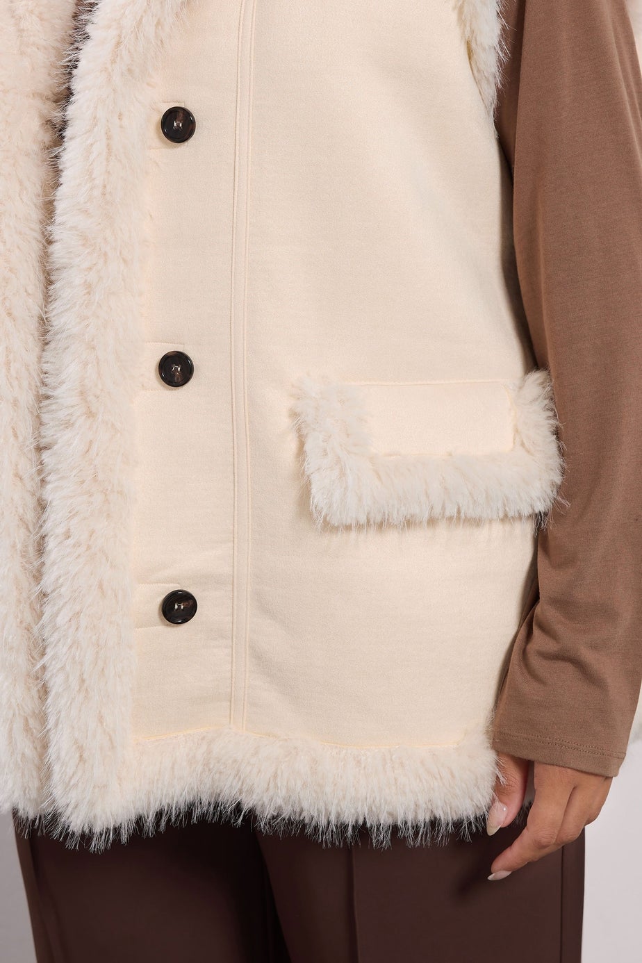 Yours Ivory White Shaggy Faux Fur Gilet