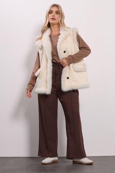 Yours Ivory White Shaggy Faux Fur Gilet