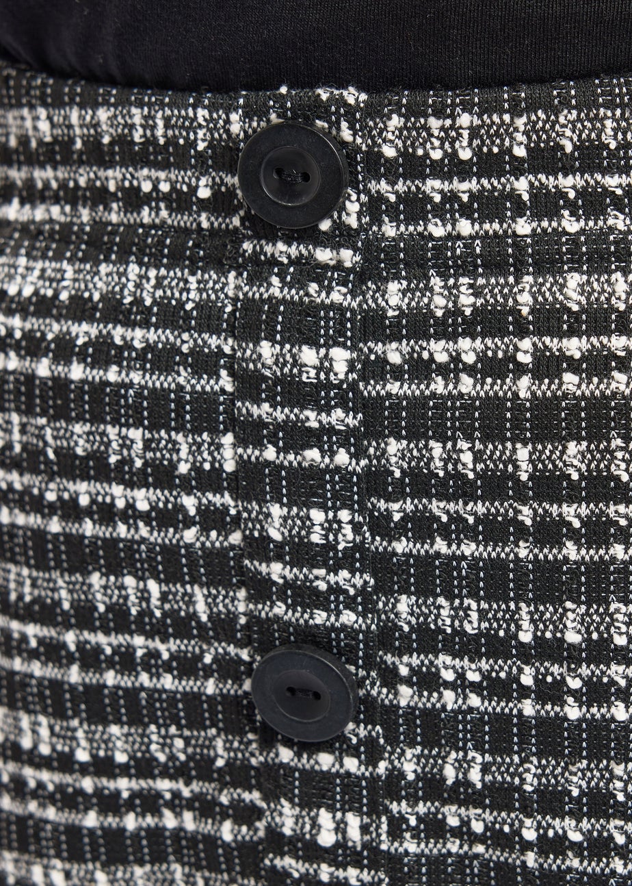 Yours Curve Black Boucle Button Mini Skirt