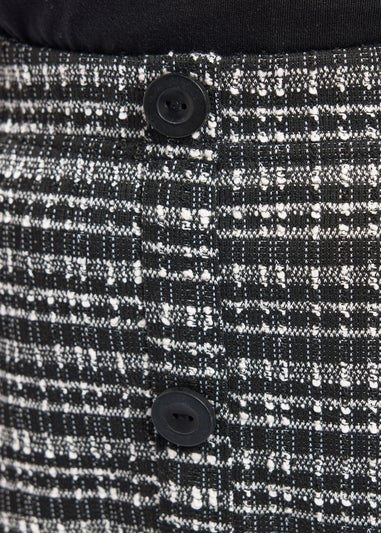 Yours Curve Black Boucle Button Mini Skirt