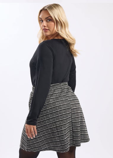 Yours Curve Black Boucle Button Mini Skirt