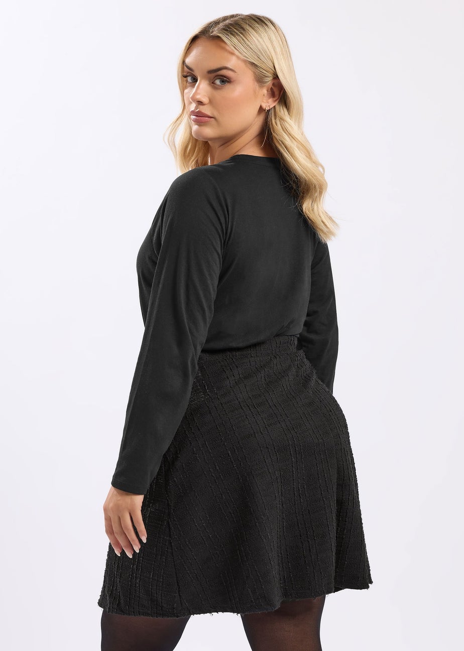 Yours Curve Black Boucle Mini Skirt