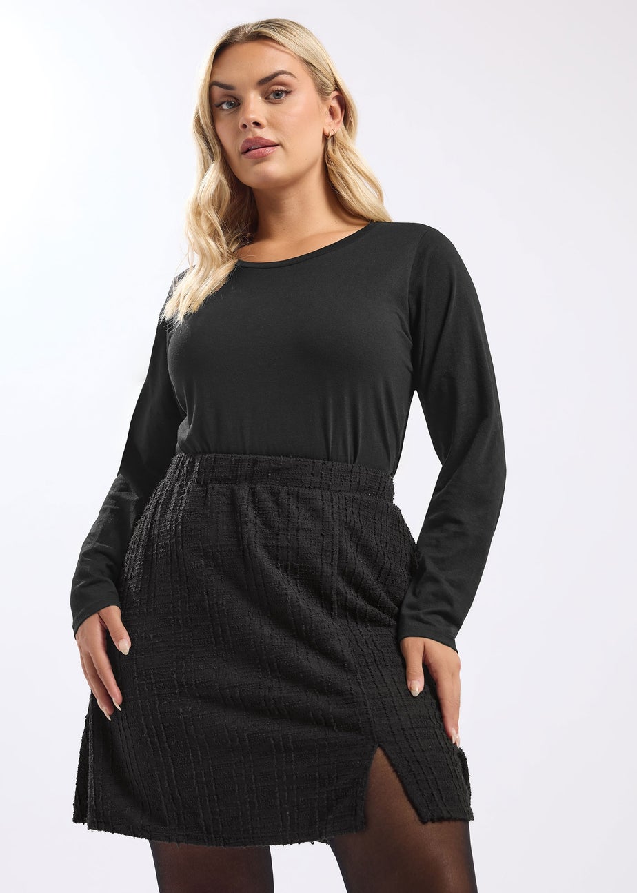 Yours Curve Black Boucle Mini Skirt