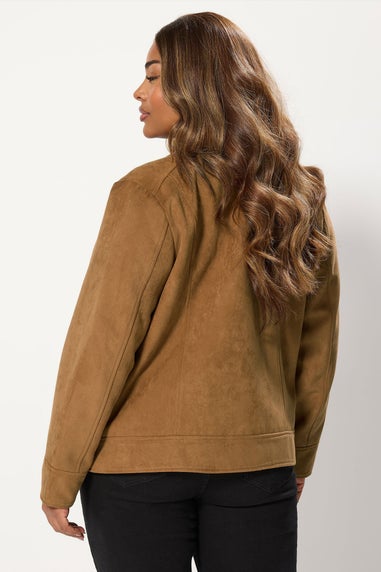 Yours Curve Brown Faux Suede Bomber Jacket