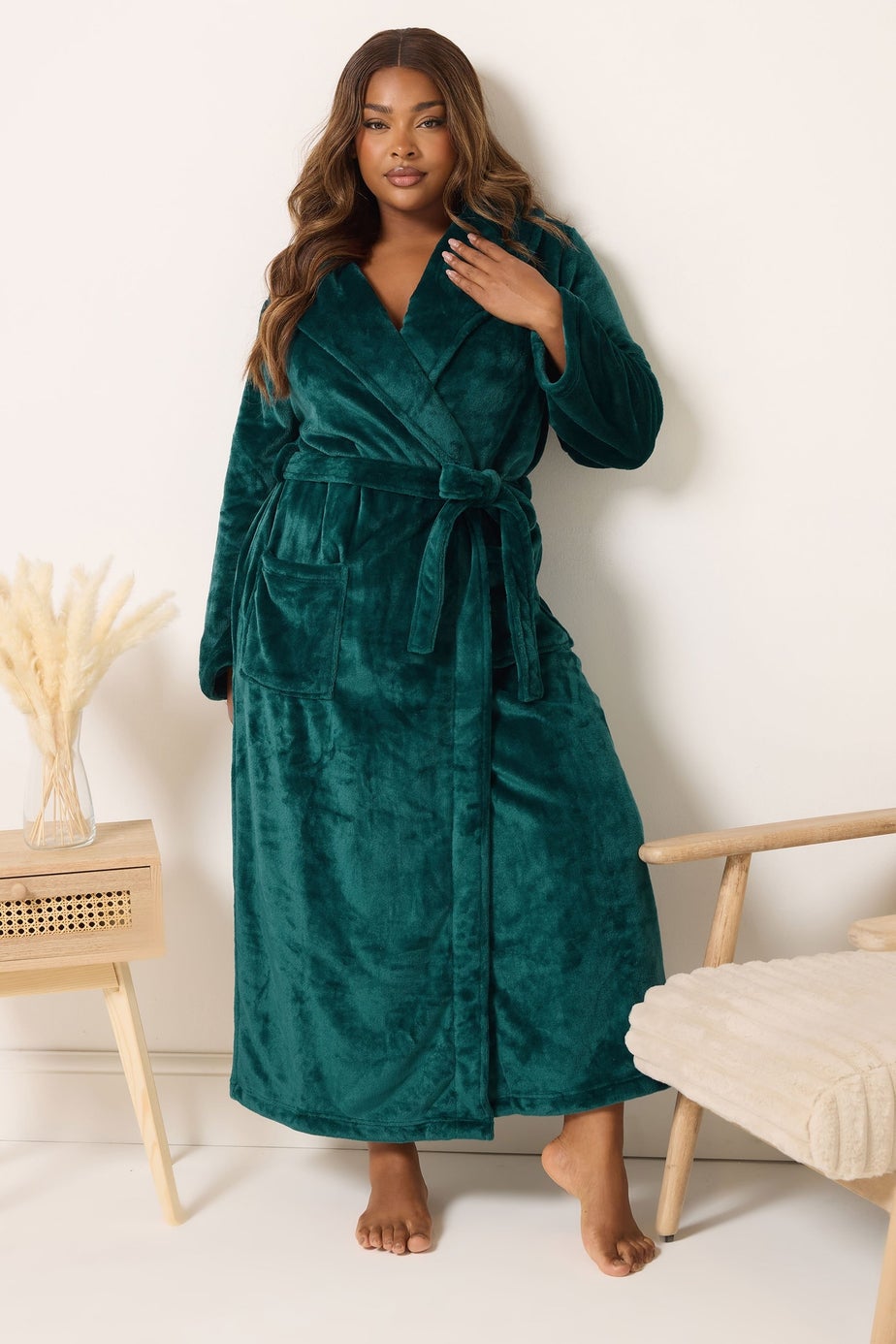 Yours Curve Green Super Luxe Maxi Dressing Gown