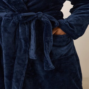 Yours Curve Navy Blue Super Luxe Maxi Dressing Gown