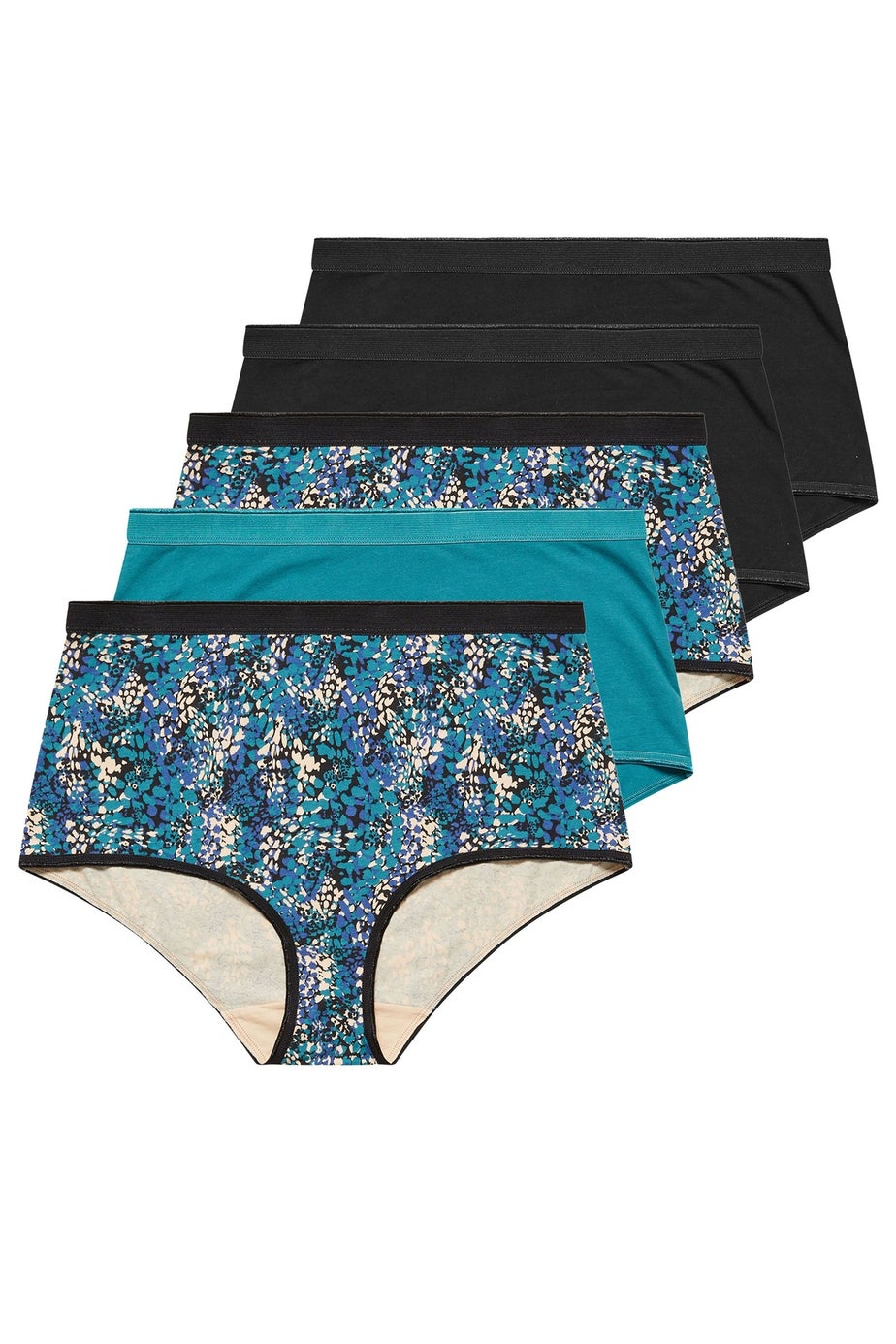 Yours 5 Pack Teal Green Snake Print Full Briefs