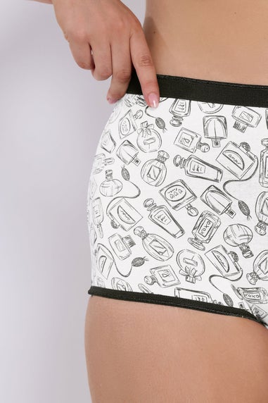 Yours 5 Pack Black Perfume Bottle Print Shorts