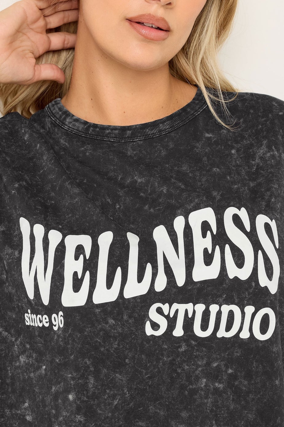 Yours Curve Black 'Wellness Studio' T-Shirt