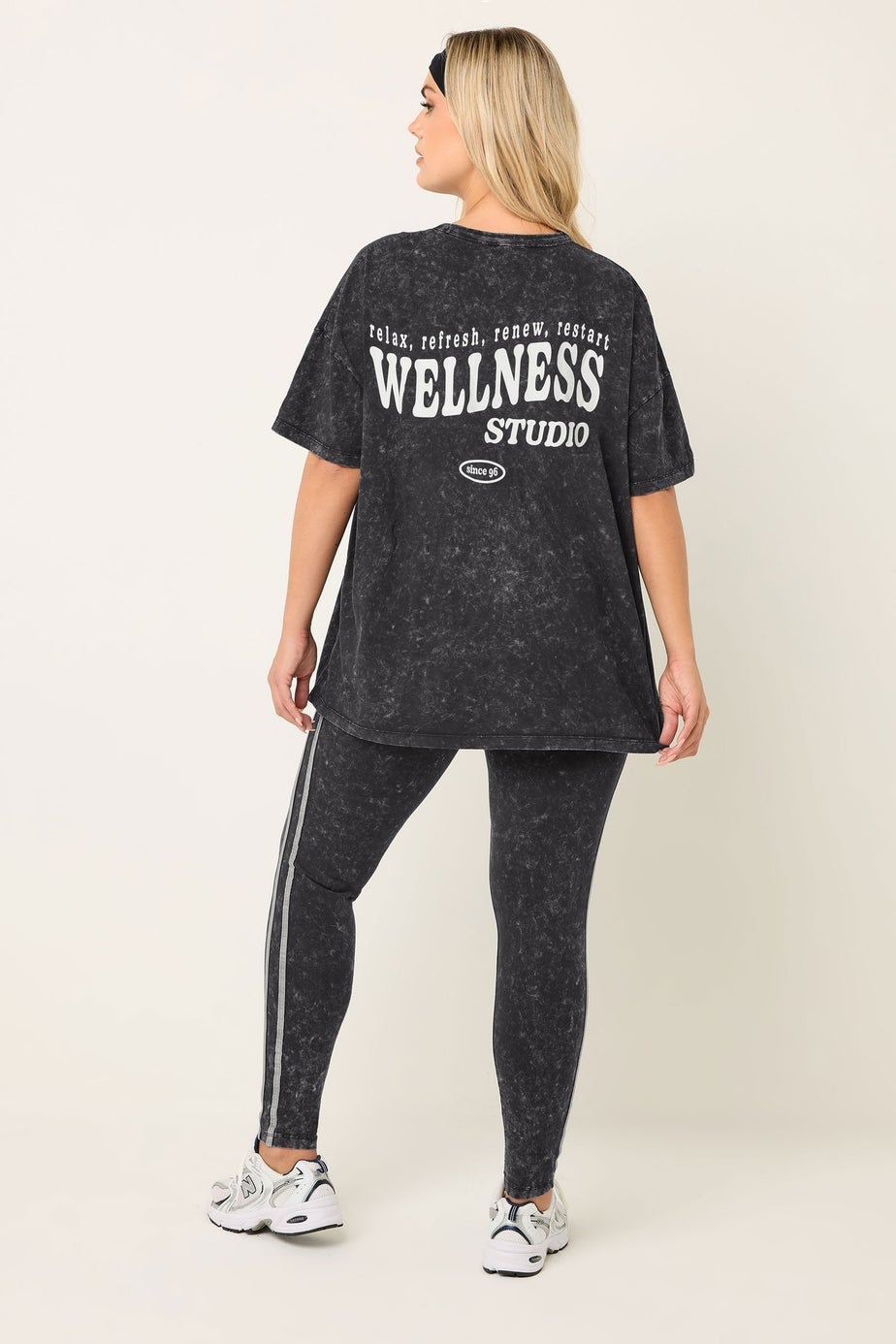 Yours Curve Black 'Wellness Studio' T-Shirt