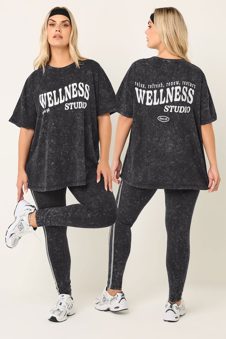 Yours Curve Black 'Wellness Studio' T-Shirt