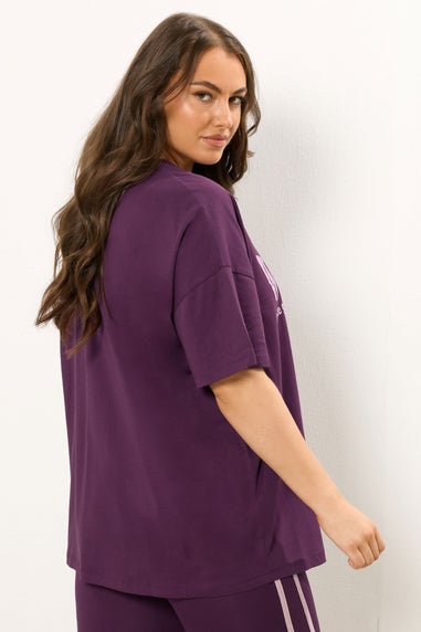 Yours Curve Burgundy Red 'Wellness Studio' T-Shirt