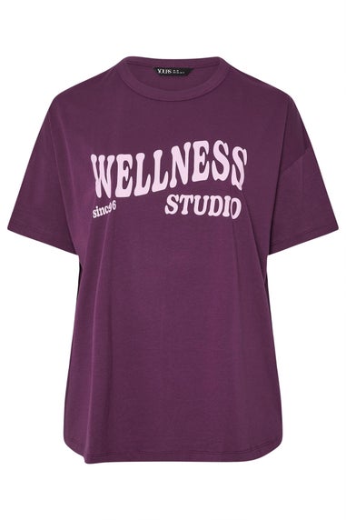 Yours Curve Burgundy Red 'Wellness Studio' T-Shirt
