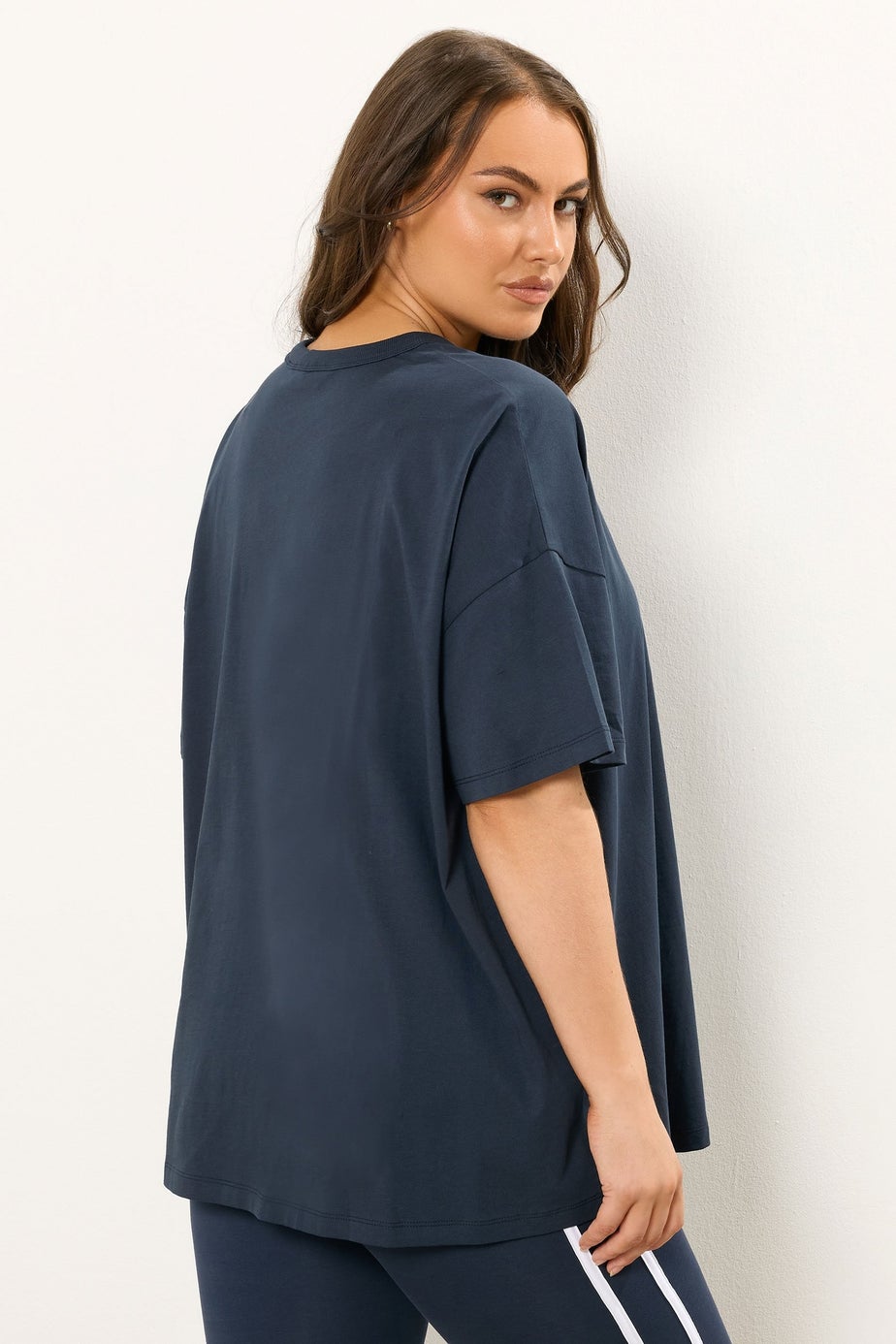 Yours Curve Navy Blue 'Health & Wellness' Slogan T-Shirt