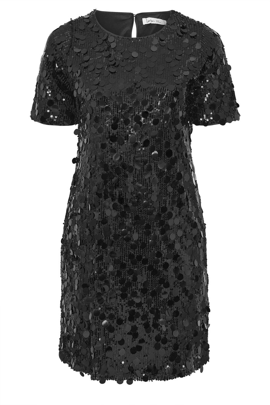 Yours London Curve Black Sequin T-Shirt Dress