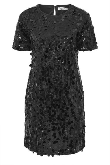 Yours London Curve Black Sequin T-Shirt Dress