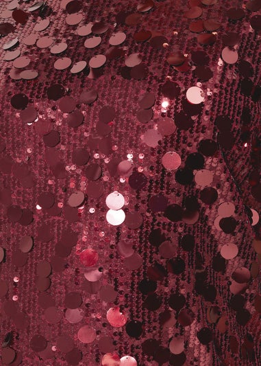 Yours London Curve Burgundy Red Sequin T-Shirt Dress