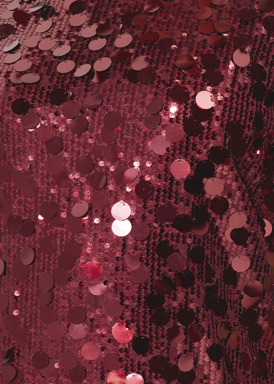 Yours London Curve Burgundy Red Sequin T-Shirt Dress