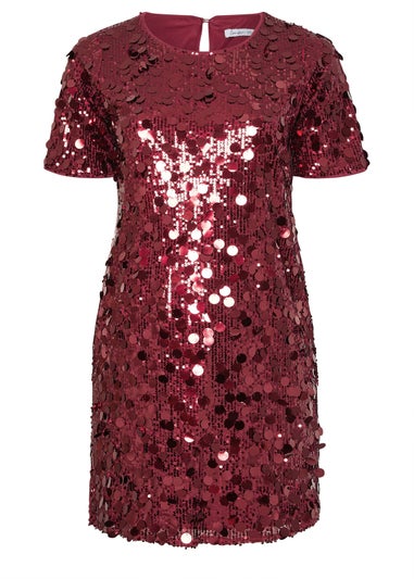 Yours London Curve Burgundy Red Sequin T-Shirt Dress