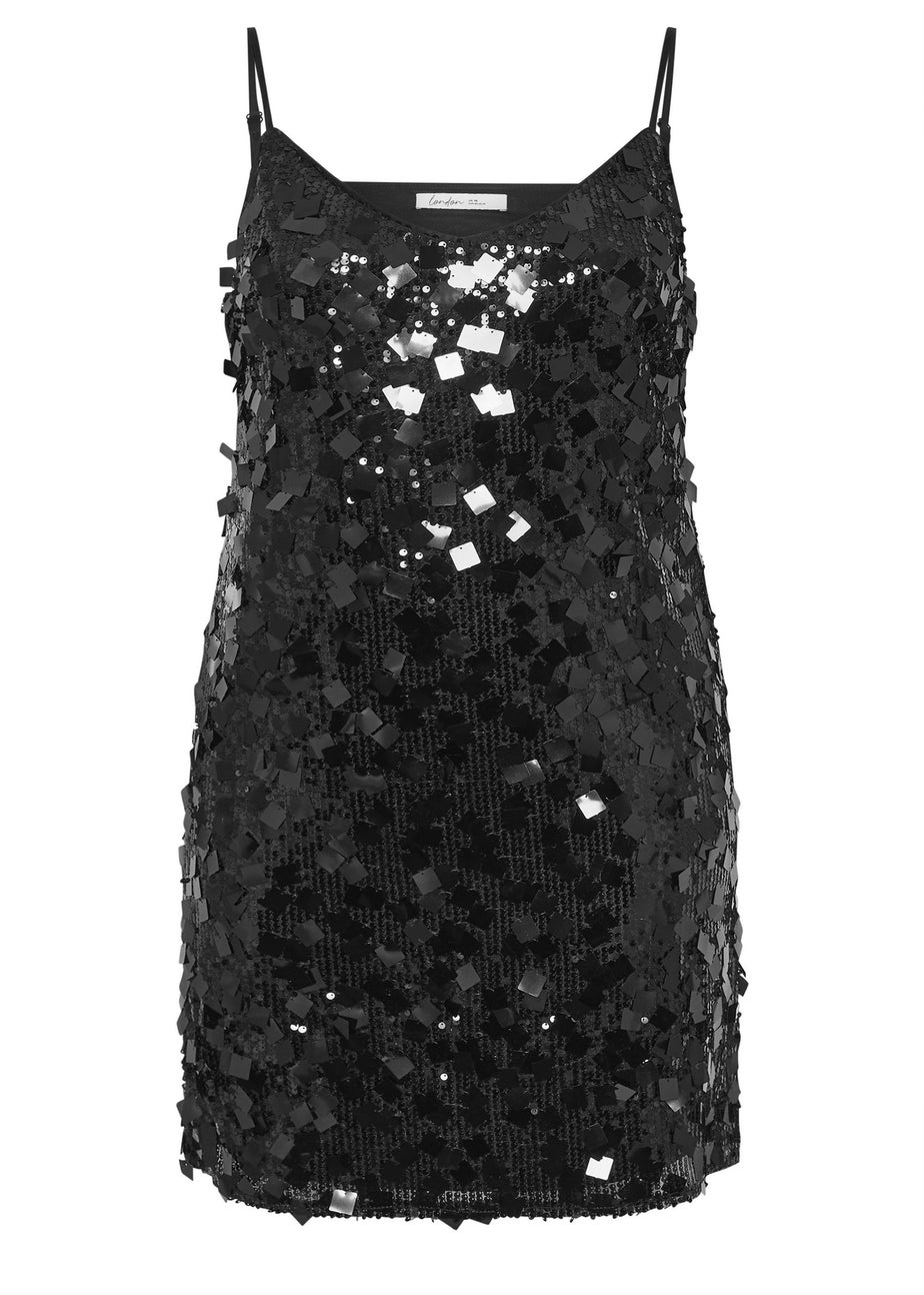 Yours London Curve Black Sequin Slip Dress