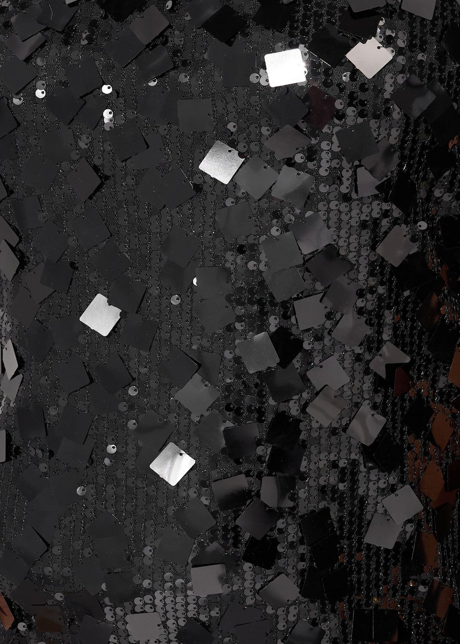 Yours London Curve Black Sequin Slip Dress