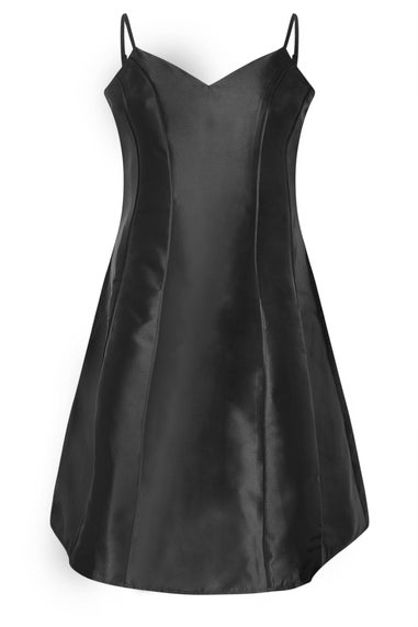Yours London Curve Black Satin Twill Corset Dress